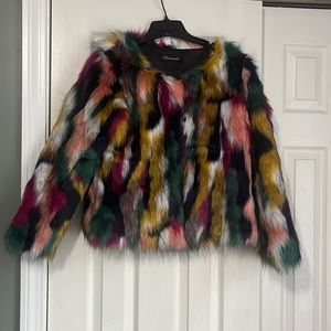 Faux fur multicolored women’s jacket